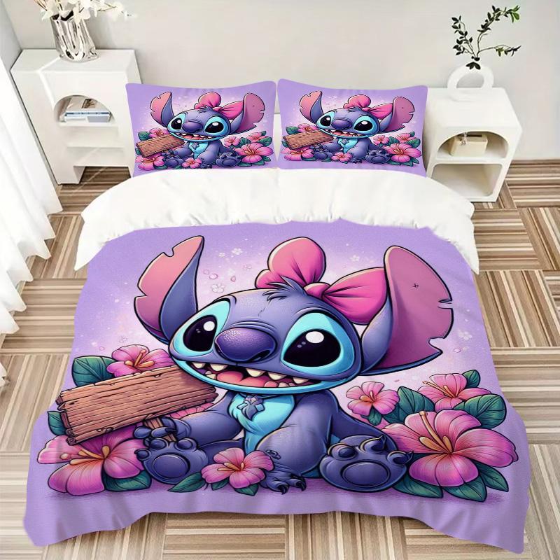 Stitch'S Tropical Adventure Print 3Pcs Bedding Setduvet Cover With 2 Bedropillowcase Home Birthday Gift