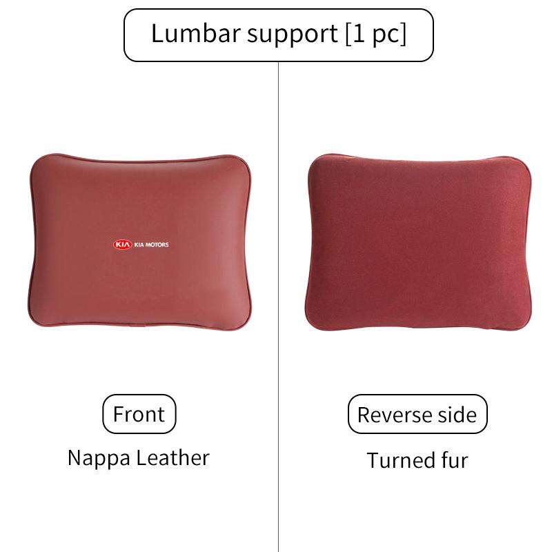 For KIA Car Leather Headrest Neck Support Seat Waist Cushion Pillow Auto Accessories Sorento Stinger Soul Spectra Niro Cadenza Nvhs30
