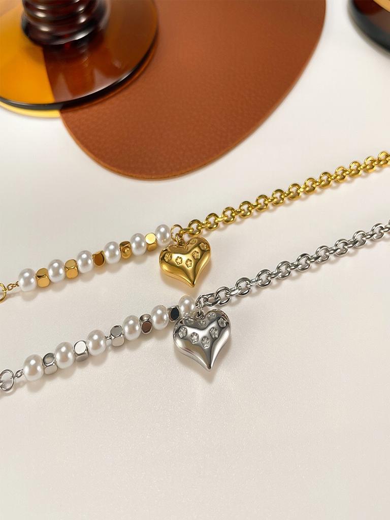 1 Pc Stainless Steel Dainty Zircon Bracelet Trendy Heart Zircon Bracelets 18K Gold Plated Heart Charm Bracelets Women Zircon Gift