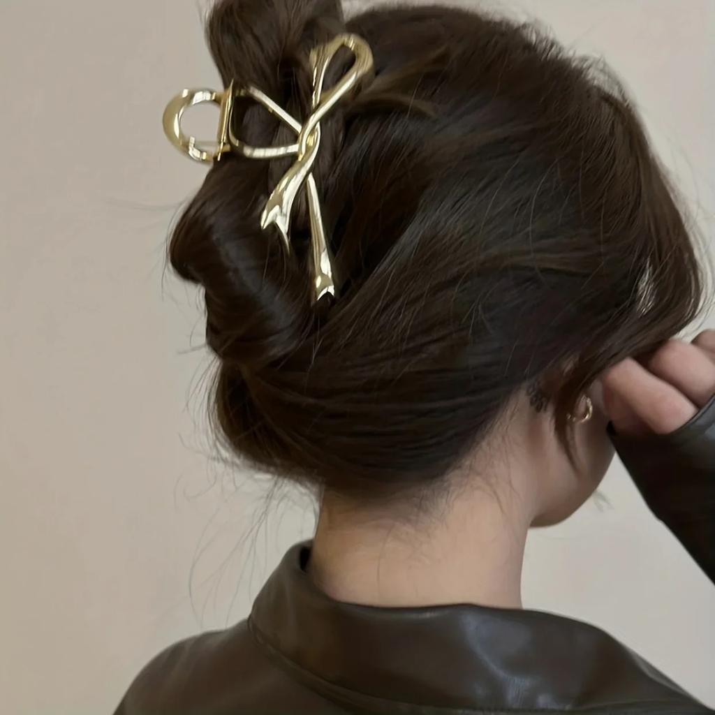 1 Multi-color Irregular Bow Large Grab Clip WOMEN'S Back Hair Clip Simple Design Advanced Sense Shark Clip Suitable for Daily US