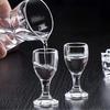 6Pcs/set Mini Shot Glasses 10ml Mini Wine Glass Cup Clear Tall Foot Glass Wine Cup for Bar Kitchen Home Wedding Party Decor