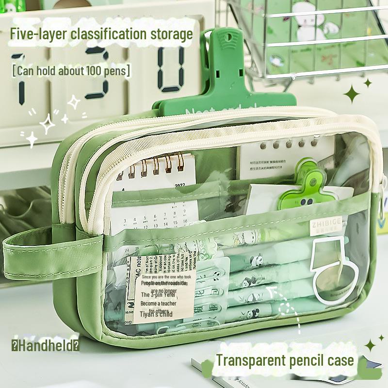 Large Capacity Transparent Pencil Case for Girls In Japanese Style – Stylish and Simple for Primary and Middle School Students