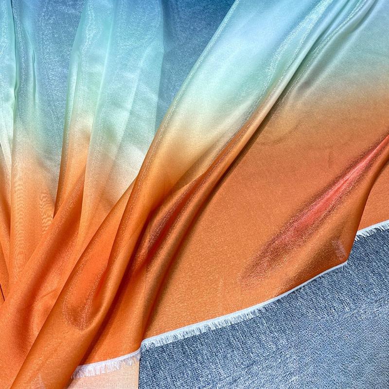 100x150cm Bark Wrinkled Thin Gradient Glitter Fabric for Dress Skirts Stage Costumes Sewing Glossy Needlework Decorative Cloth