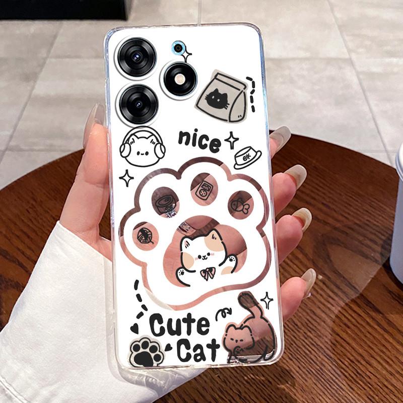 For Tecno Spark 10 Pro Case KI7 Silicone Aesthetic Cute Cat Back Cover for Techno Spark 10 Pro Transparent Soft Phone Case