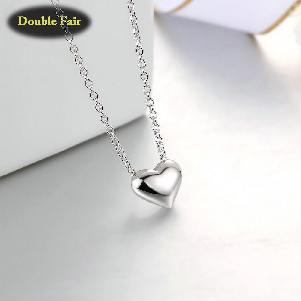 Love Cute Metal Heart Chain Necklace & Pendant For Women/Female Rose Gold Simple Jewelry Gift DWN099