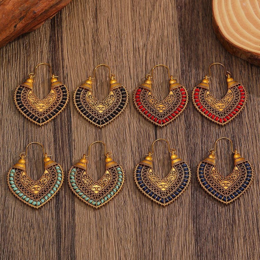 Bohemian Floral Totem Earrings: Elegant High-End Carved Accessories for Women