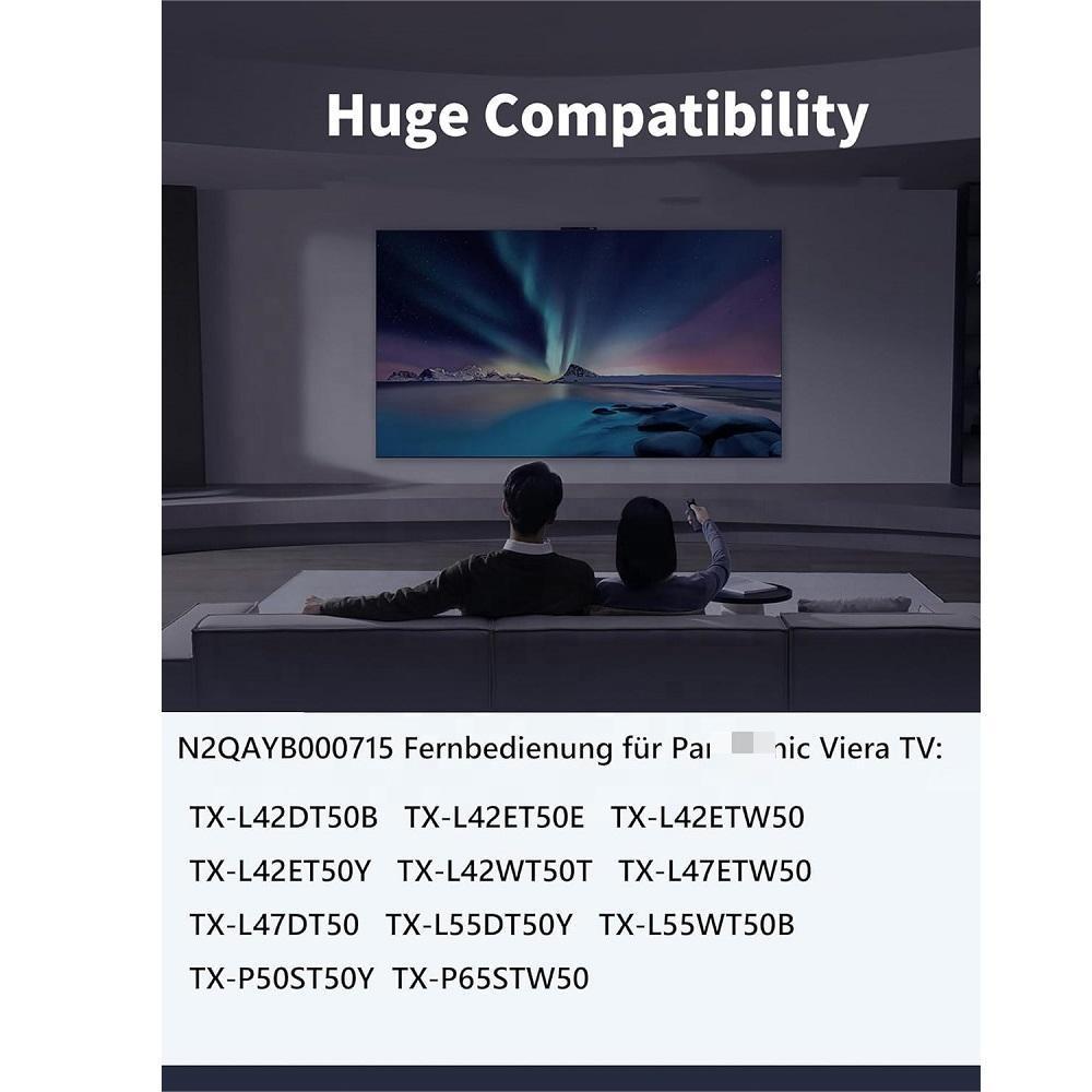Hochwertige N2QAYB000715 Ersatzfernbedienung Geeignet für Pan Viera TV Kompatibel mit TX-L42DT50B TX-L42ET50E