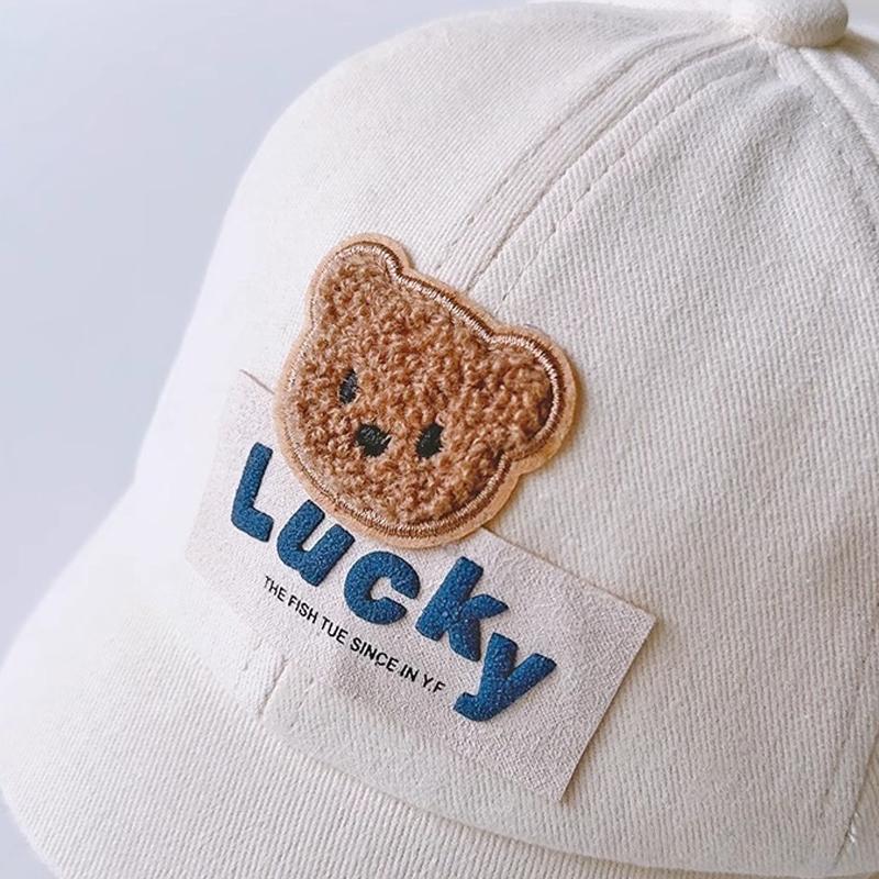 Cute Bear Baby Baseball Cap Solid Color Cartoon Infant Peaked Hat Summer Sunshade Kids Boy Girl Sun Hats