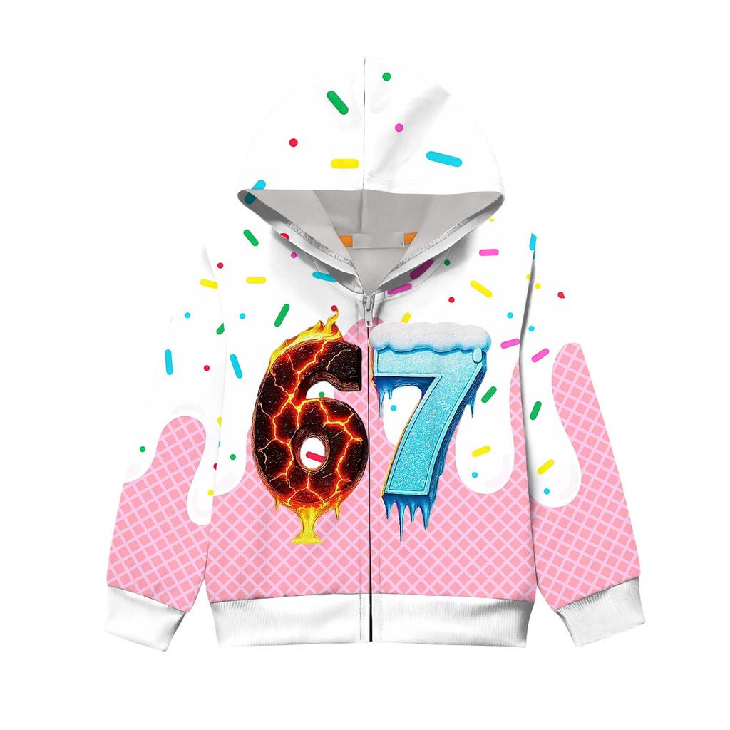 Children's Long Sleeved Loose Printed Zipper Jacket