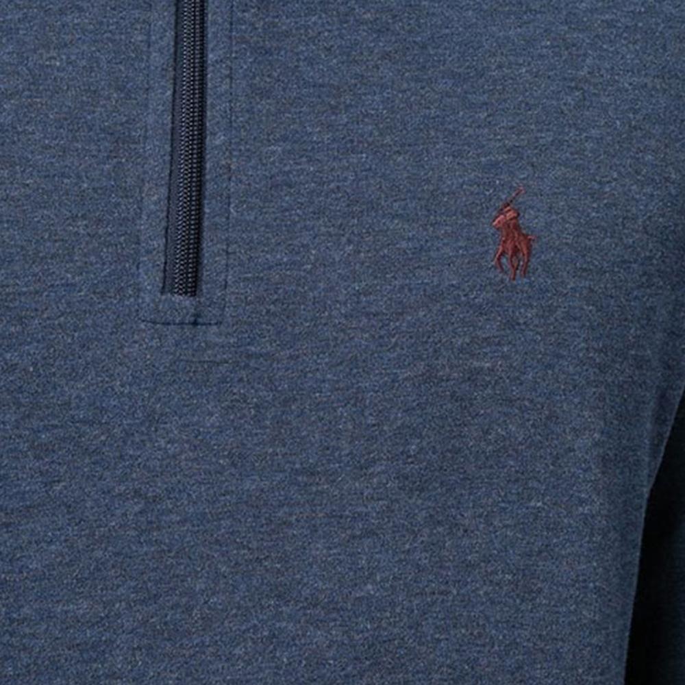 Polo Ralph Lauren Embroidered Logo Pattern Half-Zip Pullover Sweatshirt Men Sweatshirts Blue 710812963-010
