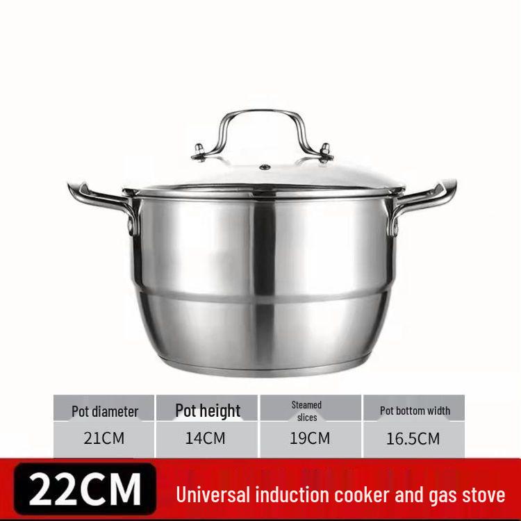 Versatile Stainless Steel Pot: Steamer, Soup, and Stew Pot for Gas and Induction Stoves