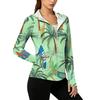 Women's Lightweight Zip-Up Hoodie with Hood and Pockets Hawaiian Print Long Sleeve Sun Protection Jacket for Outdoor Activities
