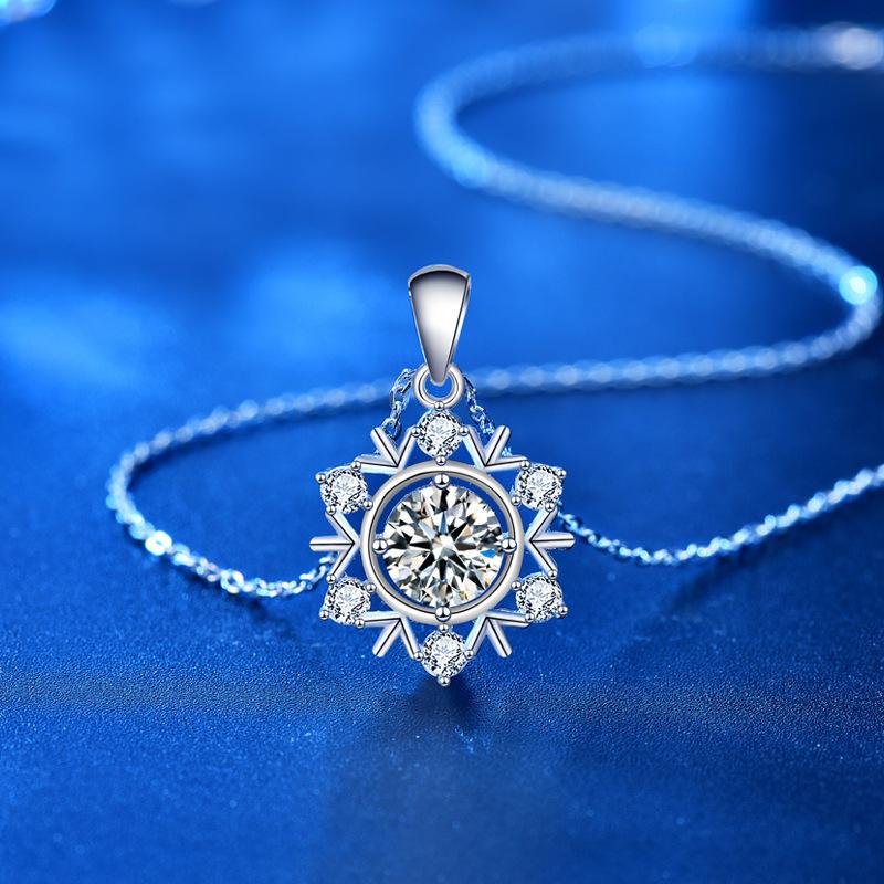 Lindon S925 Sterling Silver Moissanite Luxury Personality Pendant Necklace Women's Classic Tide Sugar Full of Wild Clavicle Chain