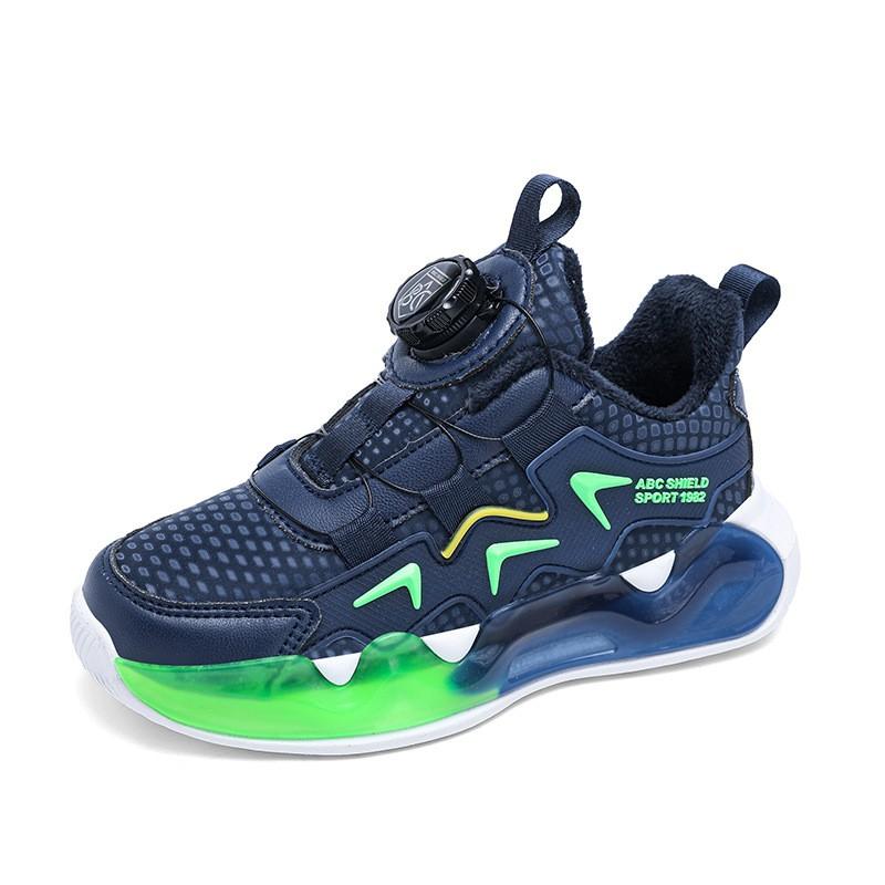 Kids Winter Running Shoes With Rotating Buckle Closure Warm Lined Casual Sport Sneakers Boys Girls Kids Warm Lined Sports Shoes пороховая синь