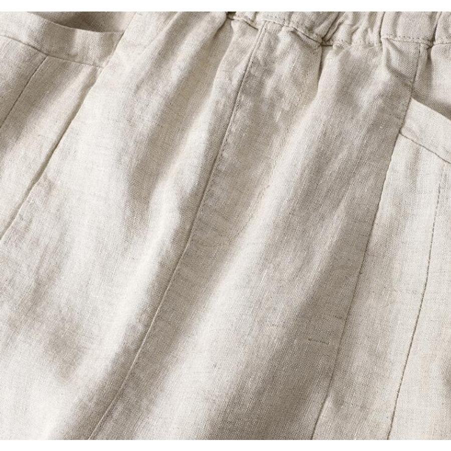 Bumbac, in, pantaloni largi de vară, vintage, ocazional, până la gleznă, pantaloni elastici cu talie înaltă pentru femei, de culoare solidă