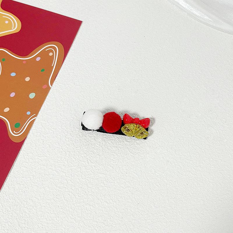 

2024 Christmas Candy Color Acrylic Snowman & Tree Kids Hair Clips with Pom-pom Bells
