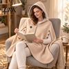 Beheizte Loungewear für Zuhause USB-Schal-Decke mit Kapuze, 3-stufig verstellbarer warmer Poncho, Tragbare Thermowickel für Damen, Reißverschluss vorne, Fleece, Büro