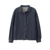 Women's Autumn Denim Shirt Jacket - Petite Casual Long-Sleeve Top