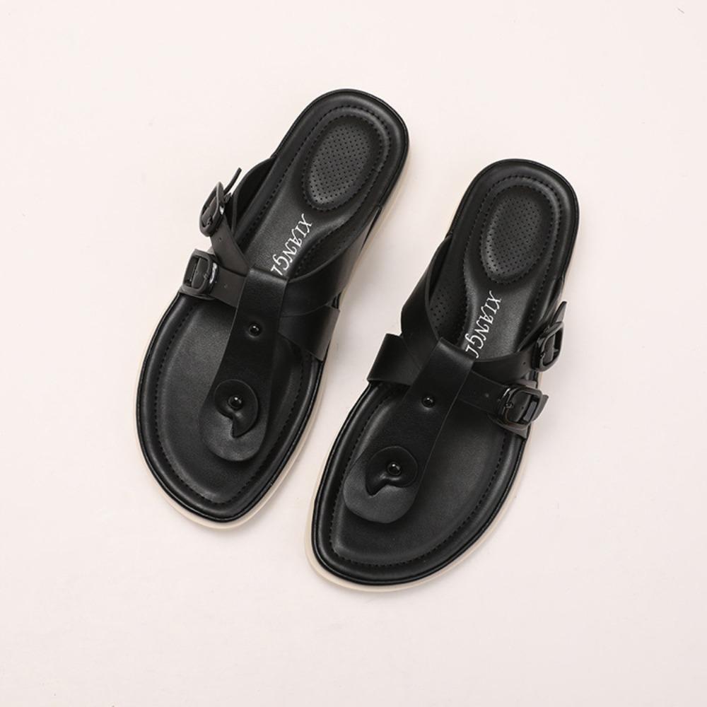 Fashion Slippers for Women 2025 Summer New with Buckle for Casual Wear Comfortable Clip Toe Thick Soled Sandals Womens Flip Flops Woman