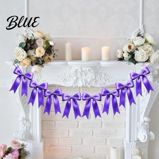 Valentine Day Backdrop Hanging Bunting Bow Pre-Strung Garland Decor 6.7FT Satin Ribbon Banner Decorations Photo Props for Birthday Baby