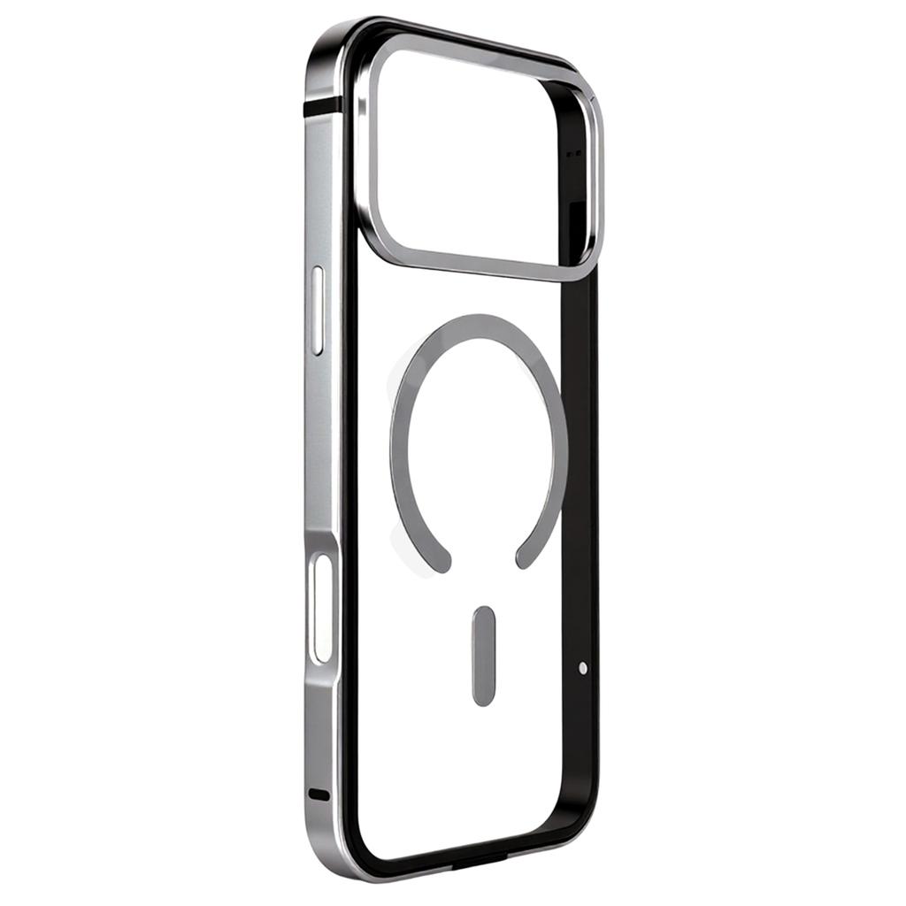 For iPhone 17 Pro Max Case Metal TPU Frame PC Back Clear Phone Cover Compatible with MagSafe