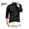 Spring Layering Top Stretchy Long Half-high Collar Neck Protecting Autumn Men Slim Fit Sleeve Fall