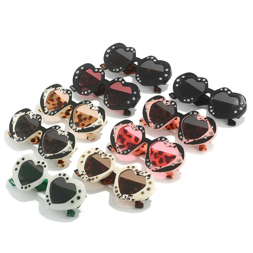 Women's Heart-shaped Diamond Studded Sunglasses Personalized Dance Party Glamorous Accessory