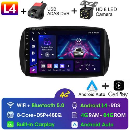 2Din Android 12 For Mercedes Smart 453 Fortwo 2014 - 2020 Autoradio Multimedia Player 1280*720 Screen Carplay Car Radio 2Din DVD