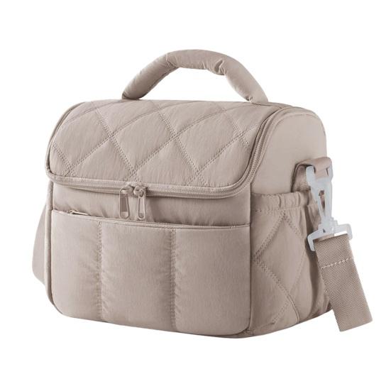 Elegant Lunch Organizer for Ladies Quilted Double Layer Insulated Bag, Lightweight Leakproof Thermal Box, Shoulder Bag Portable Large Capacity