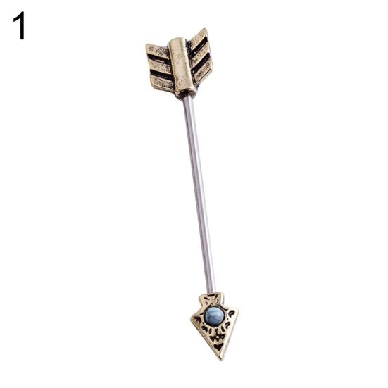 Retro Arrow Industrial Scaffold Bar Ear Cartilage Helix Barbell Piercing Jewelry