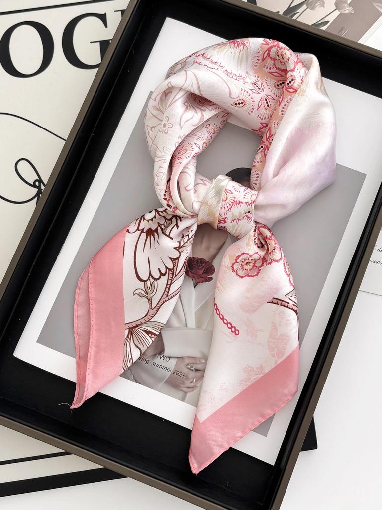 Neues Literarisches Modisches Bandana Imitationsseide 70*70cm Temperament Quadratische Schals Damen Frühling/Sommer Weicher Satinschal