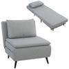 3-In-1 Sofa Bed with Adjustable Backrest and Cushion. In Light Grey Linen-Effect Fabric