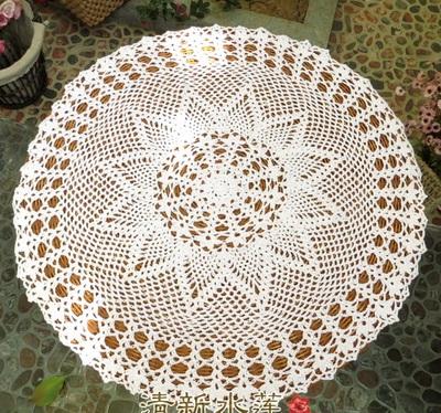 60cm Vintage Handgemaakte Haakwerk Kant Tafelkleed Katoenen Bankhoes En Onderzetters Set Shabby Chic