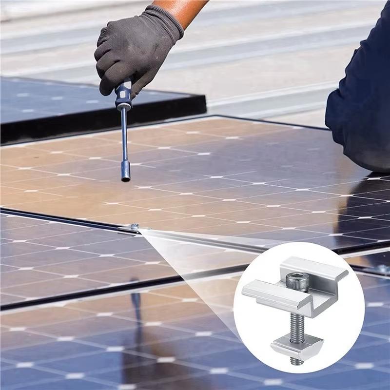 Solar Panel Mid Clamp Heavy Duty Aluminum Rust Resistant Strong Fixation for Portable Solar Panel Setup