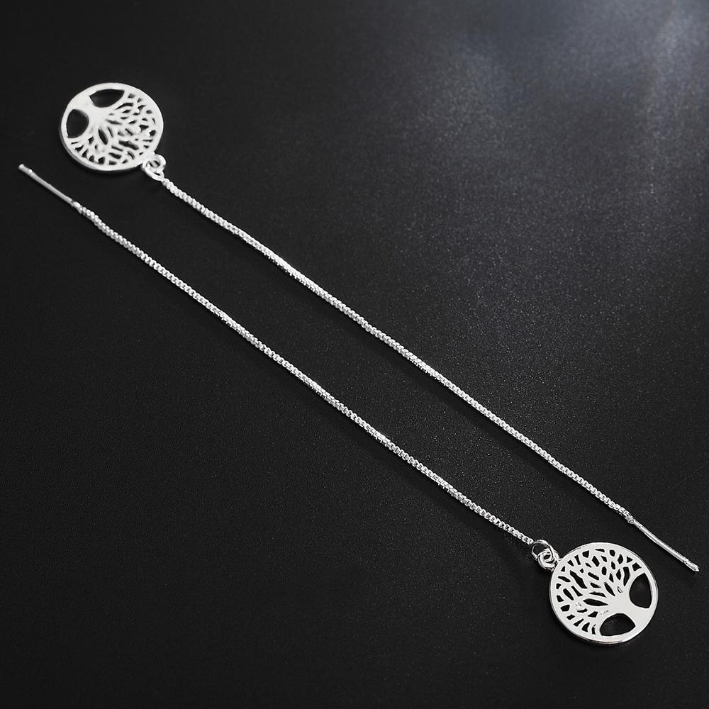 Cercei cu pandantiv cu copac circular 925 bijuterii de modă cadou de argint sterling