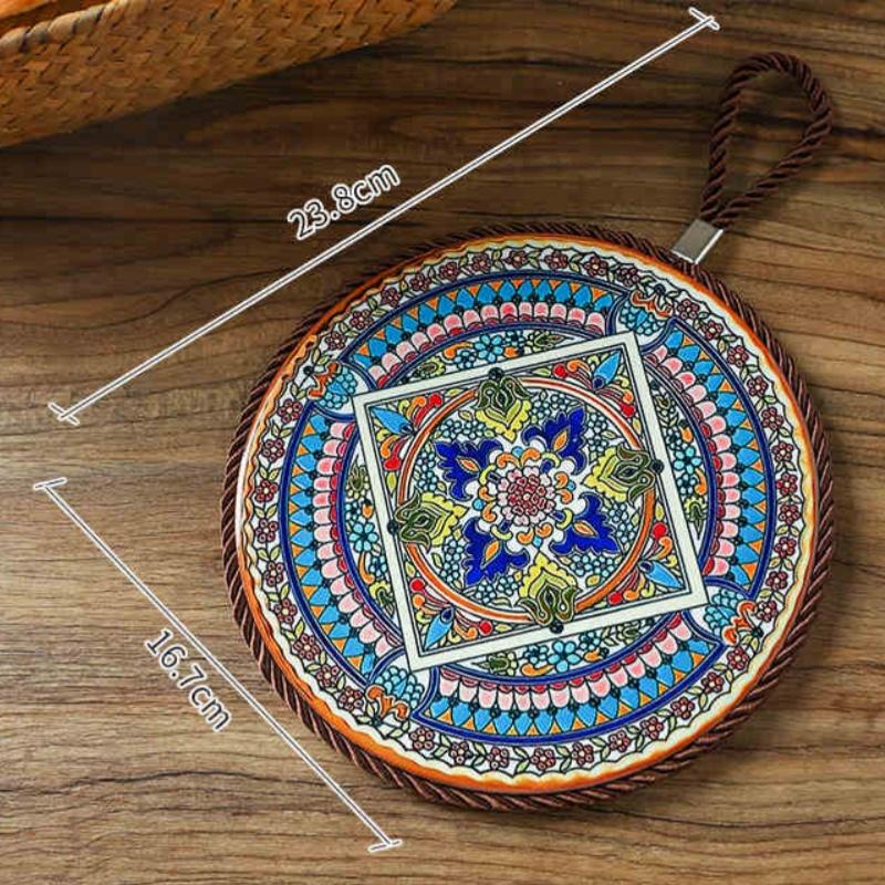 Chinese Court Style Coasters Creative Heat Insulation Ceramic Cork Anti-scald Mats Household High Temperature Waterproof Coaster