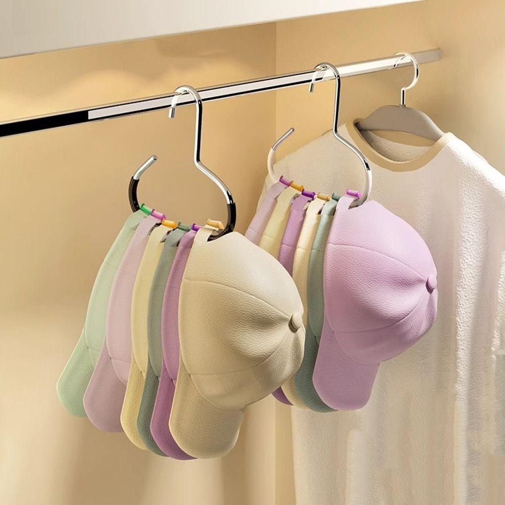 5Pcs Carbon Steel Closet Hat Hanger Space Saving Baseball Cap Hanger Hat Storage Hook Wardrobe