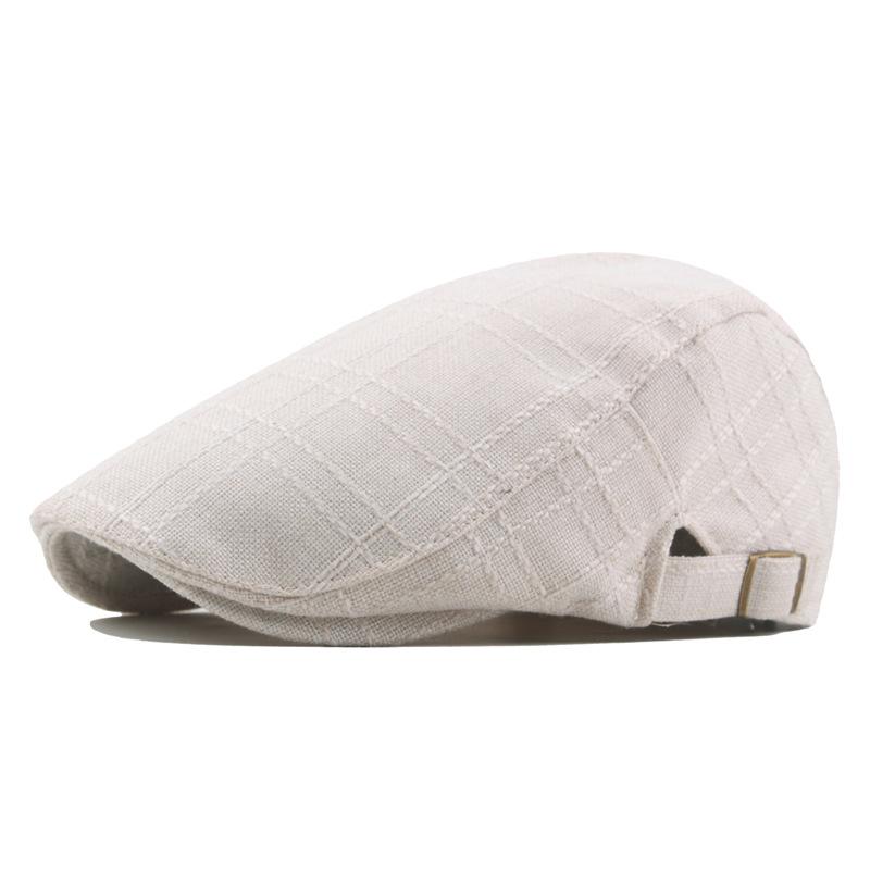 2020 cotton linen beret for men, vintage duckbill cap, artsy young adult forward cap, middle-aged and elderly hat