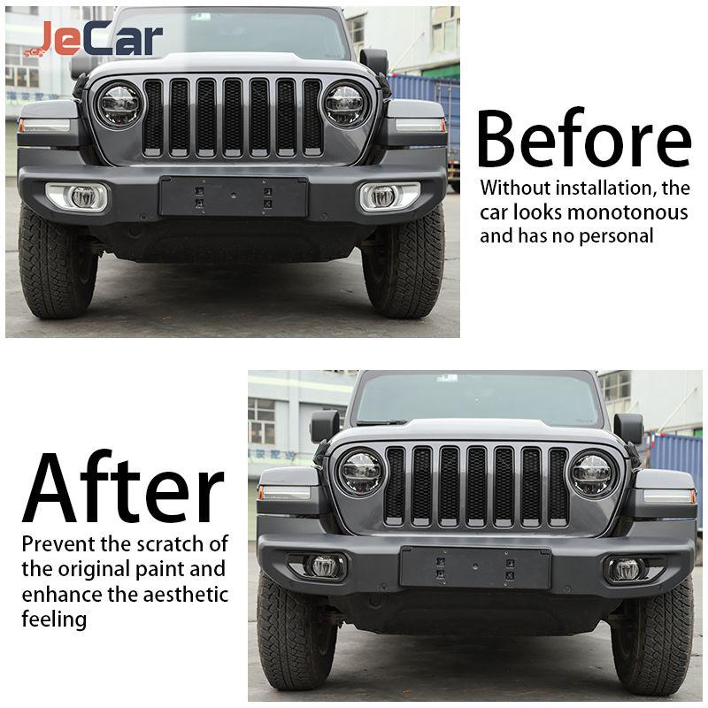JeCar Car Front Bumper Fog Light Cover Lamp Hoods Decoration For Jeep Wrangler JL JT Gladiator 2018 Up Car Exterior Accessories