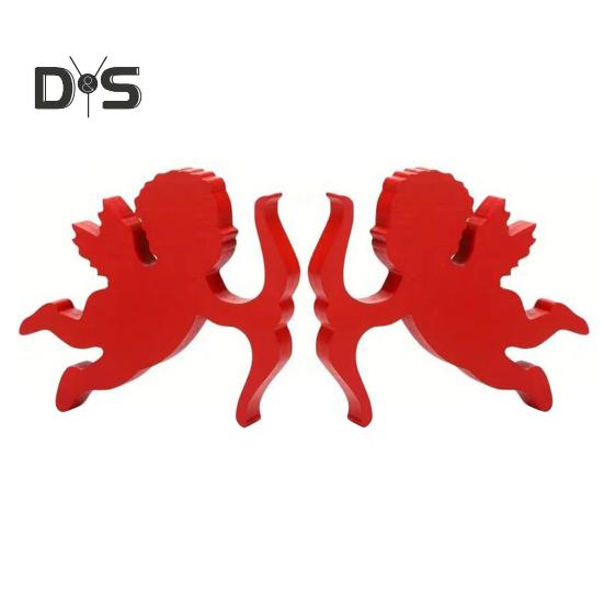 

2 шт. Деревянное украшение в виде Купидона, красное настольное украшение в форме Купидона, отдельно стоящая вывеска Купидона для Дня святого Валентина, декора годовщины свадьбы 2pcs