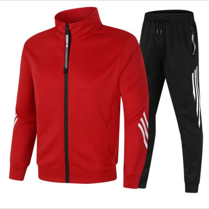 New Spring and Autumn Men's Stand-Up Collar Zipper Sports Suit Trendy Brand Men's Two-piece Sports Suit Customized