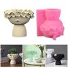 3D DIY Flower Pots Mold Silicone Concrete Mold Little Girl Vase Molds for Garden