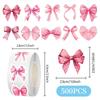 Pink Bow Stickers - 500/Roll for DIY Journals, Gift Boxes, and Decorative Sealing Labels