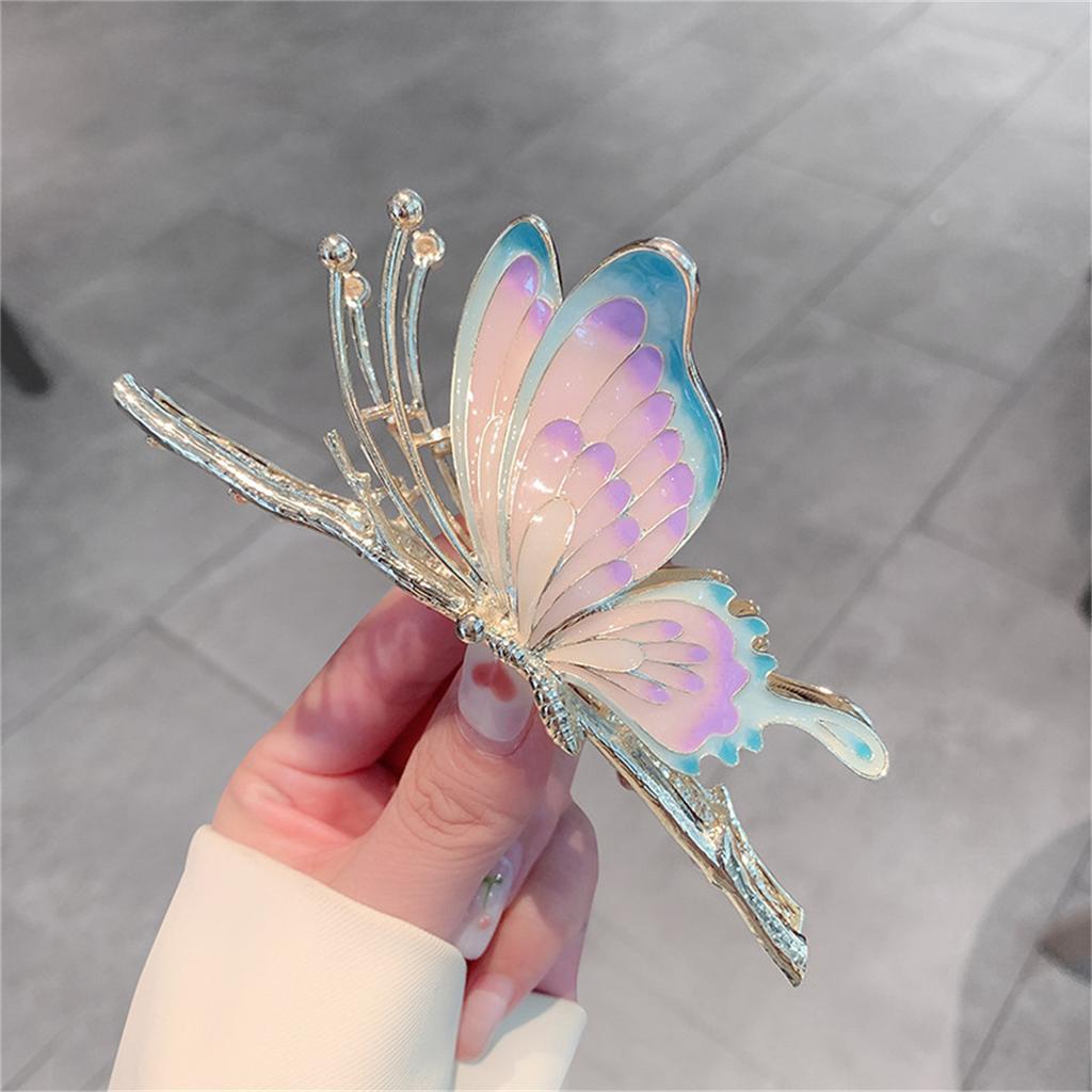 Women Vintage Painted Butterfly Hair Claws Luxury Hair Clips Barrette Headwear Shark Hair Clip