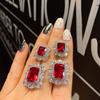 S925 Silver Needle Fashion Simulation Jewelry Accessories Set Imitation Dove Blood Red Corundum Pendant Necklace Women