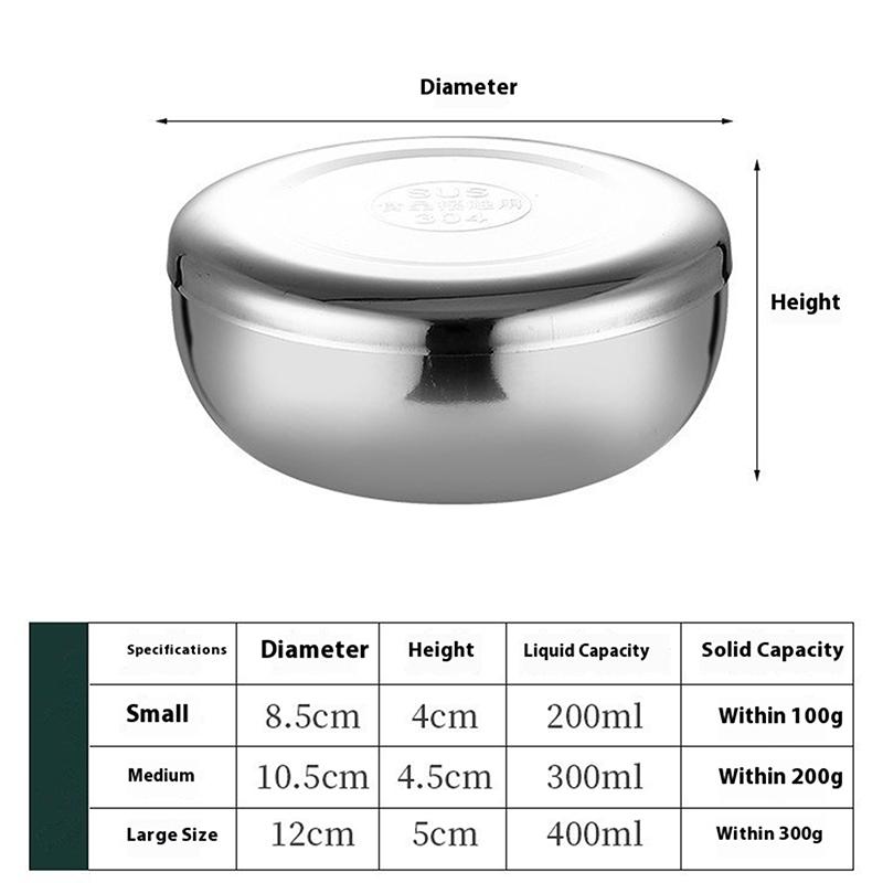 Stainless Steel Bowl Korean Big Cooked Rice Bowl With Cover Single Layer Steamed Rice Bowl Child Anti-Scalding/Fall Tableware
