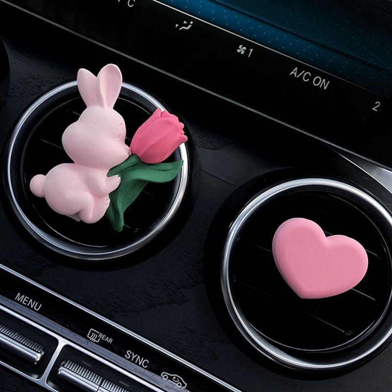 Cute Internet-Famous Bunny Car Air Freshener, Long-Lasting Aroma Diffuser, Car Vent Bouquet Decoration Clip, Gift for Girls