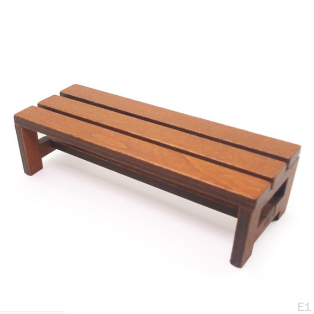 Miniature Dollhouse, Simple Mini Wooden Bench Dollhouse Gift