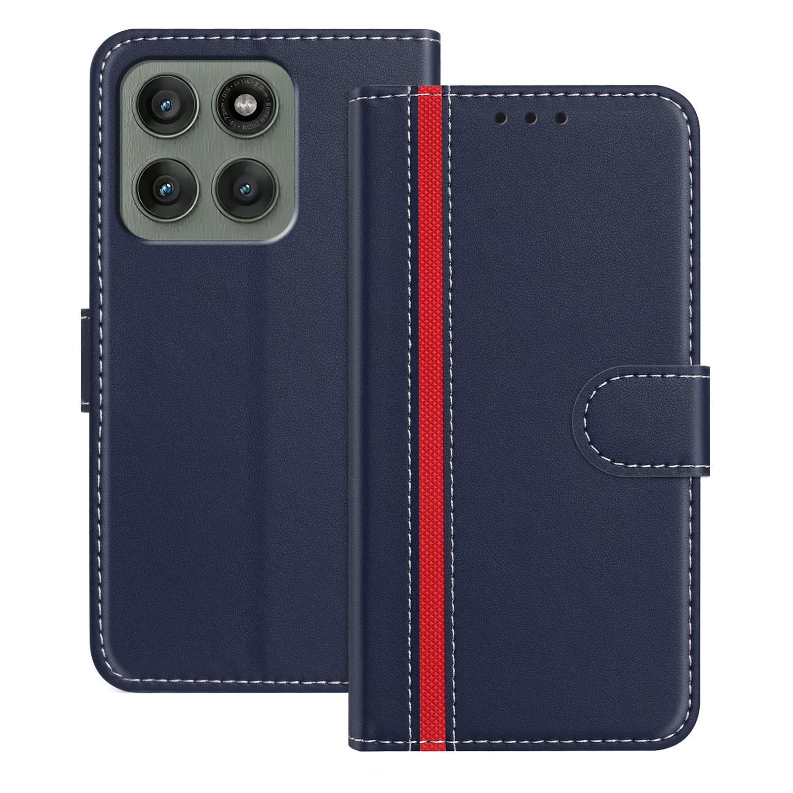 

For Motorola Edge 60 Pro 5G Phone Cases Wallet Stand Color Splicing Leather Cover with Magnetic Clasp Blue