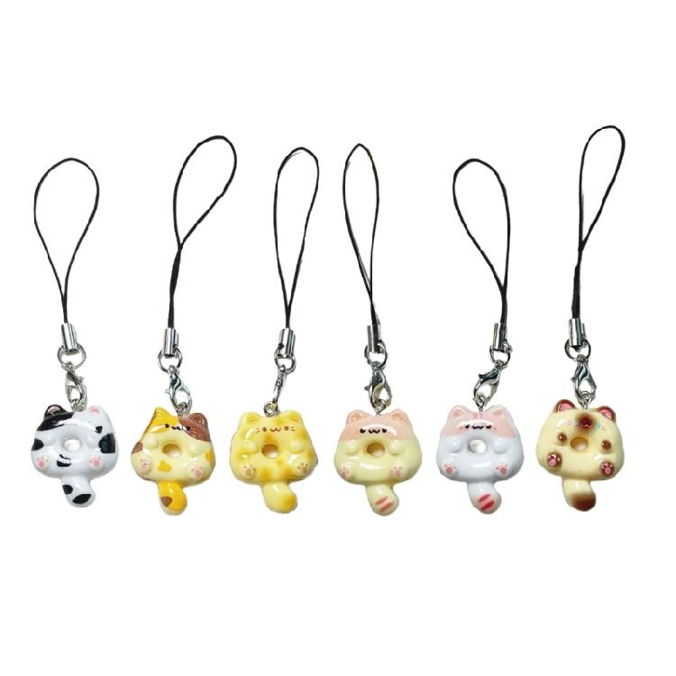 

6Pieces Cats Phone Chain Fashion Bag Accessory Stylish Cats Phone Pendant Resin Texture Suitable for Unique Home Decors